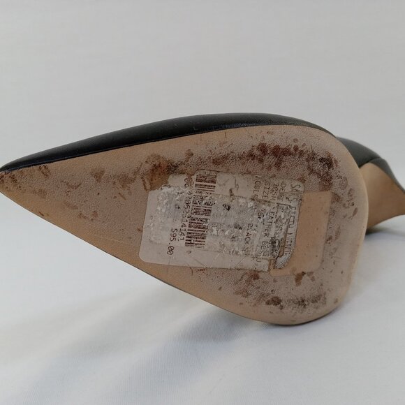 Manolo Blahnik Black Leather Pointed Toe Pumps Heels - Picture 9 of 16